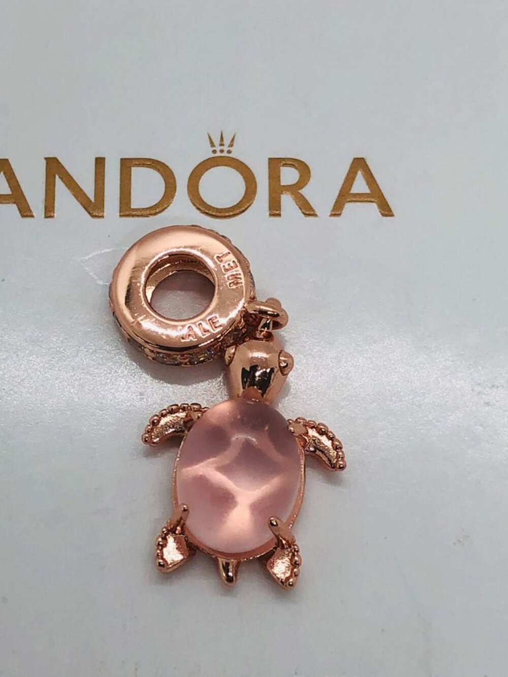 Pandora Murano Glass Pink Sea Turtle Dangle Charm